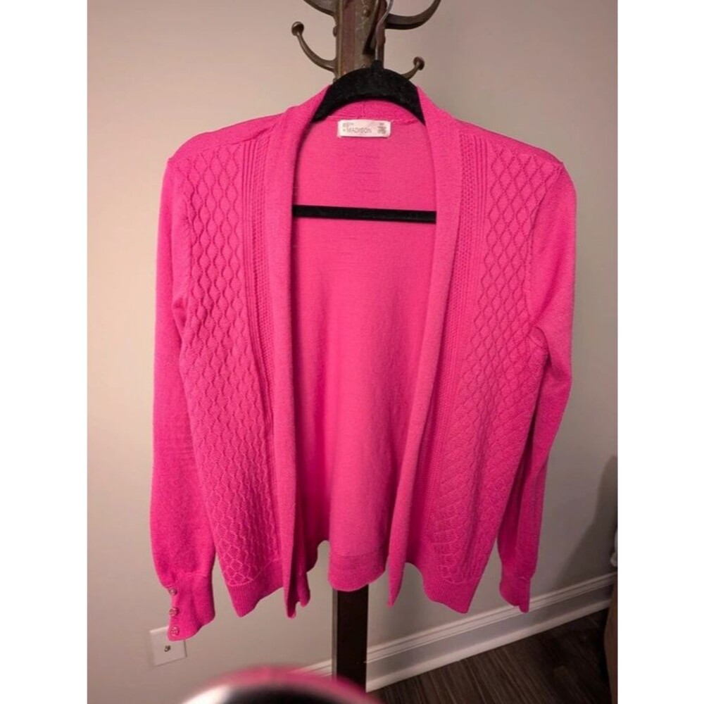 89th & Madison Hot Pink Knit Cardigan M